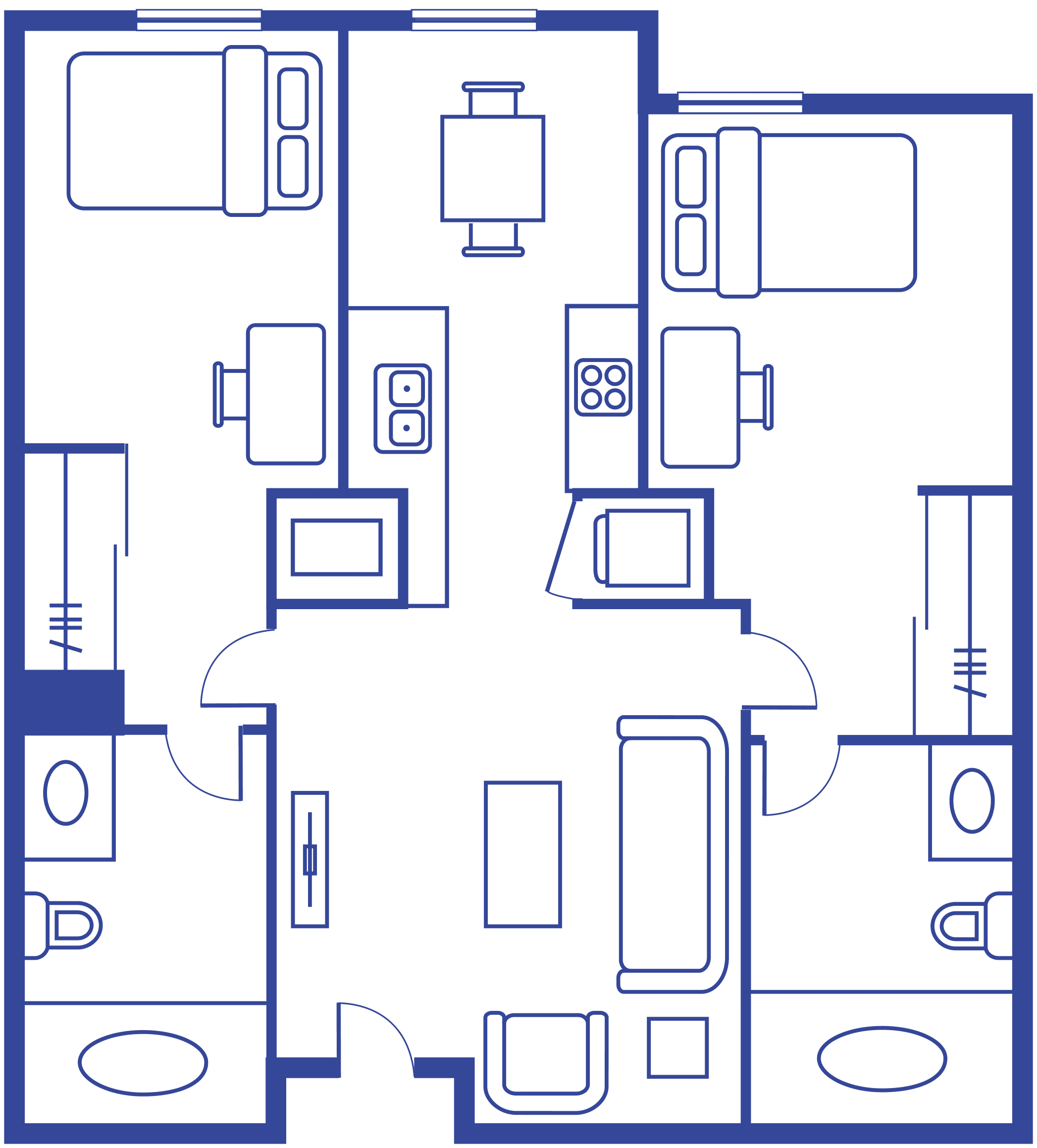 2 BEDROOM, 2 BATH TOWER 1* floorplan