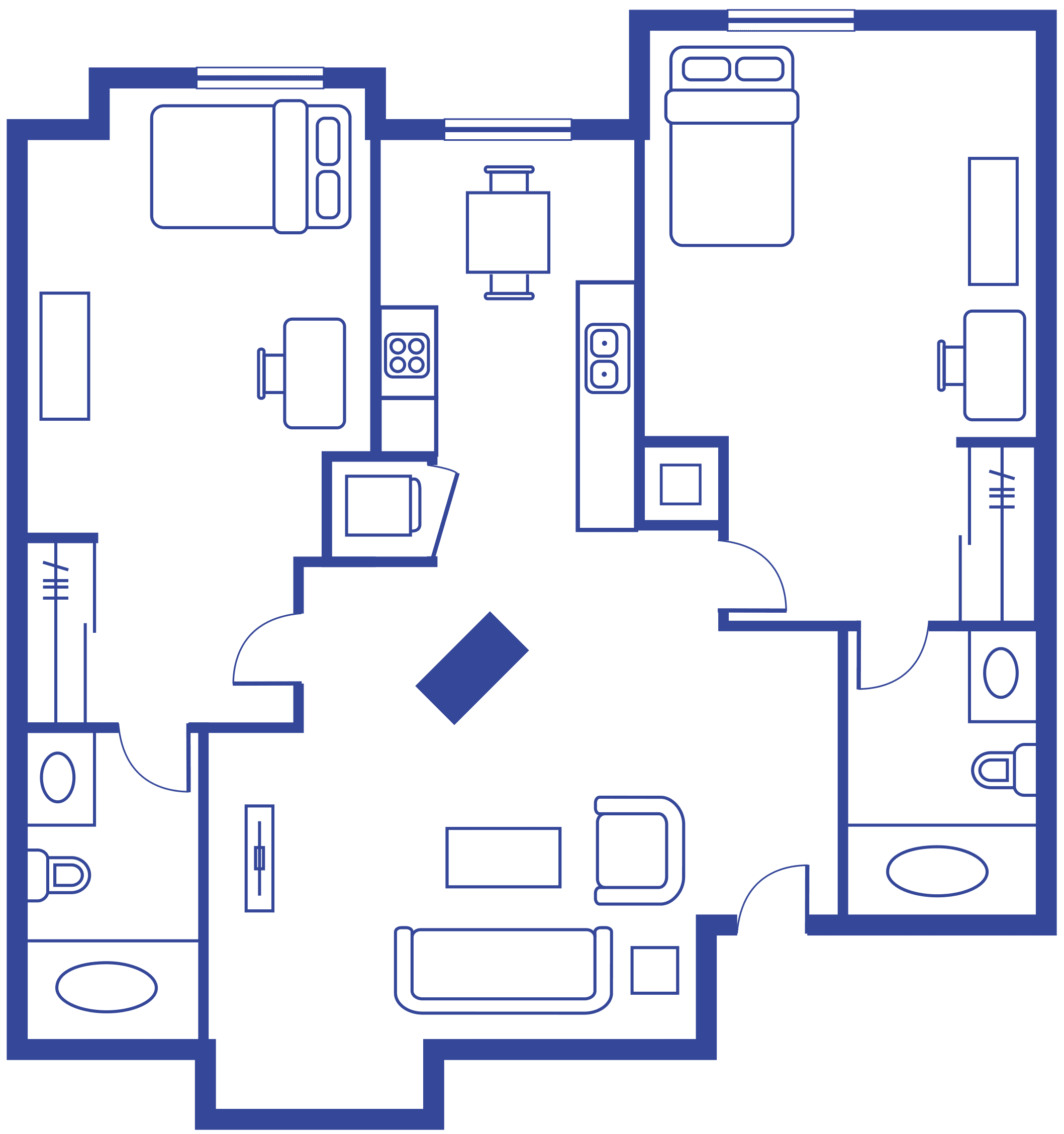 2 BEDROOM, 2 BATH XL TOWER 1* floorplan