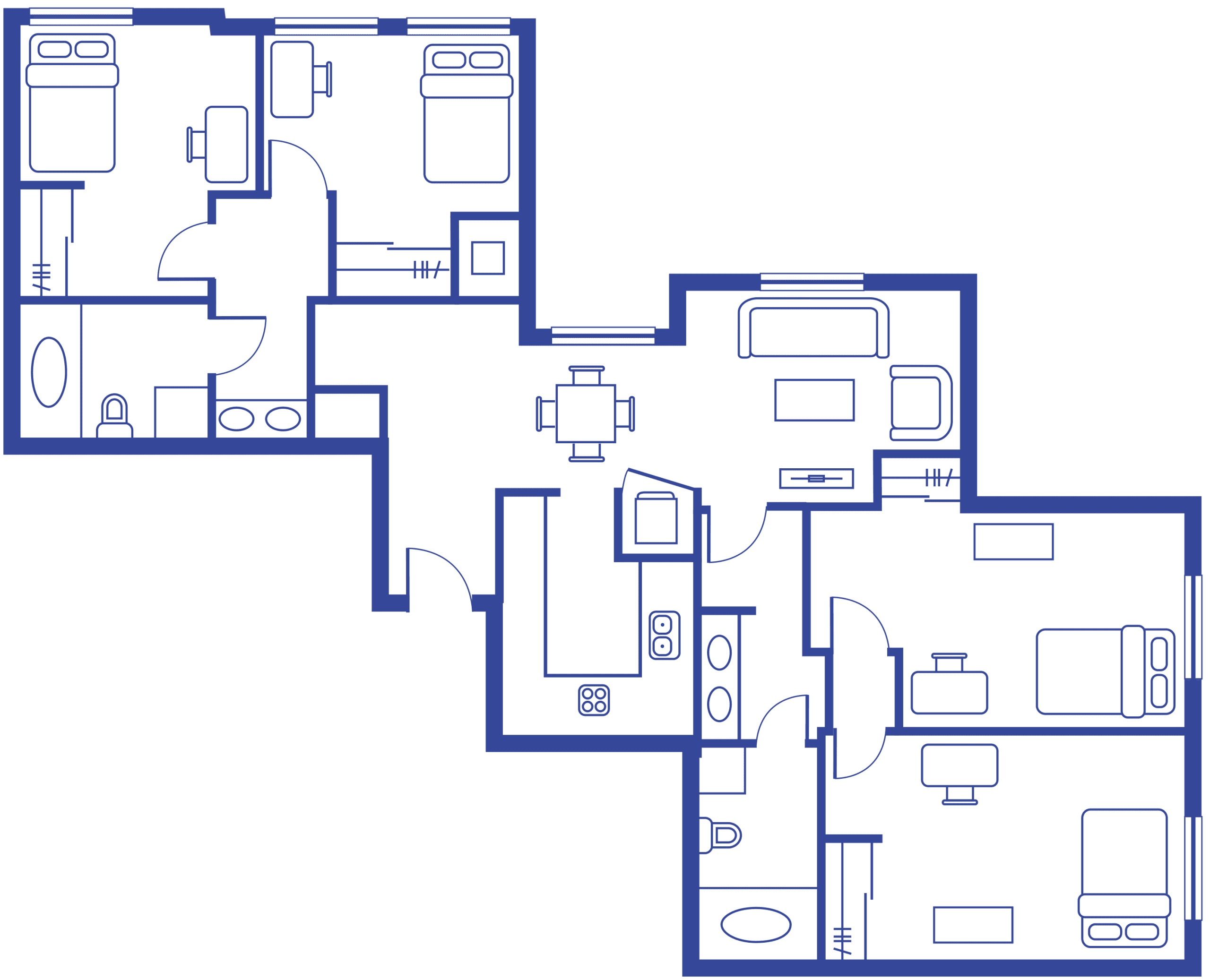 4 BEDROOM, 2 BATH XL TOWER 1* floorplan