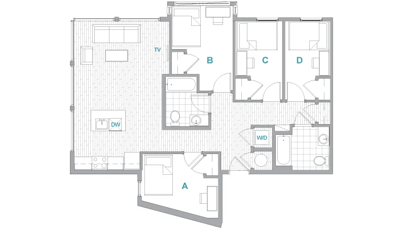 4BR/2BA Premium floorplan