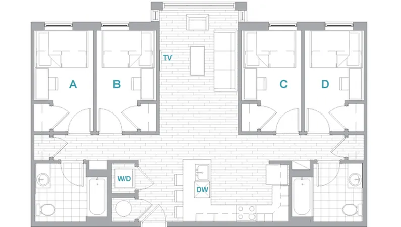 4BR/2BA Terrace floorplan