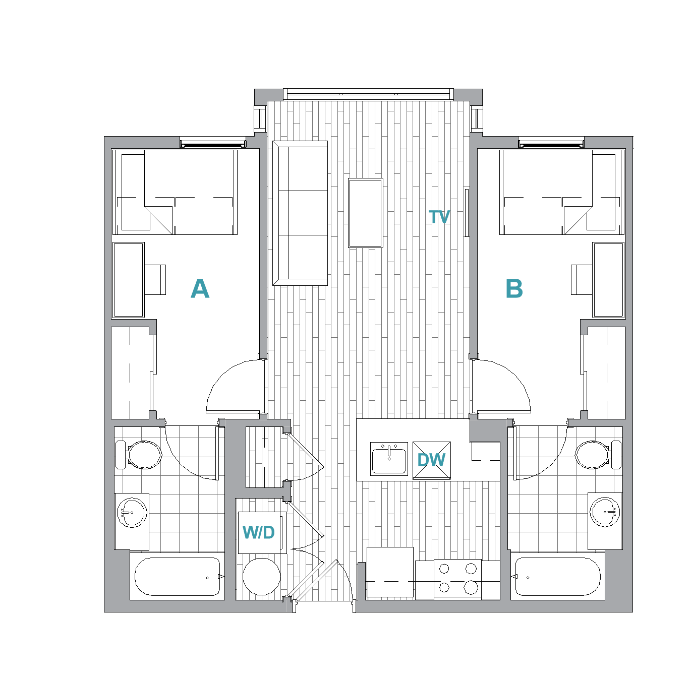 2BR/2BA Premium floorplan