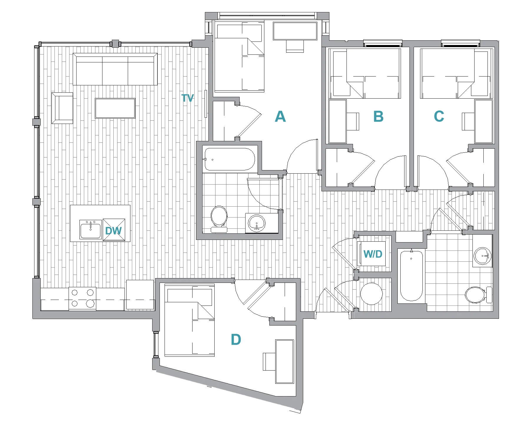 4BR/2BA Premium floorplan