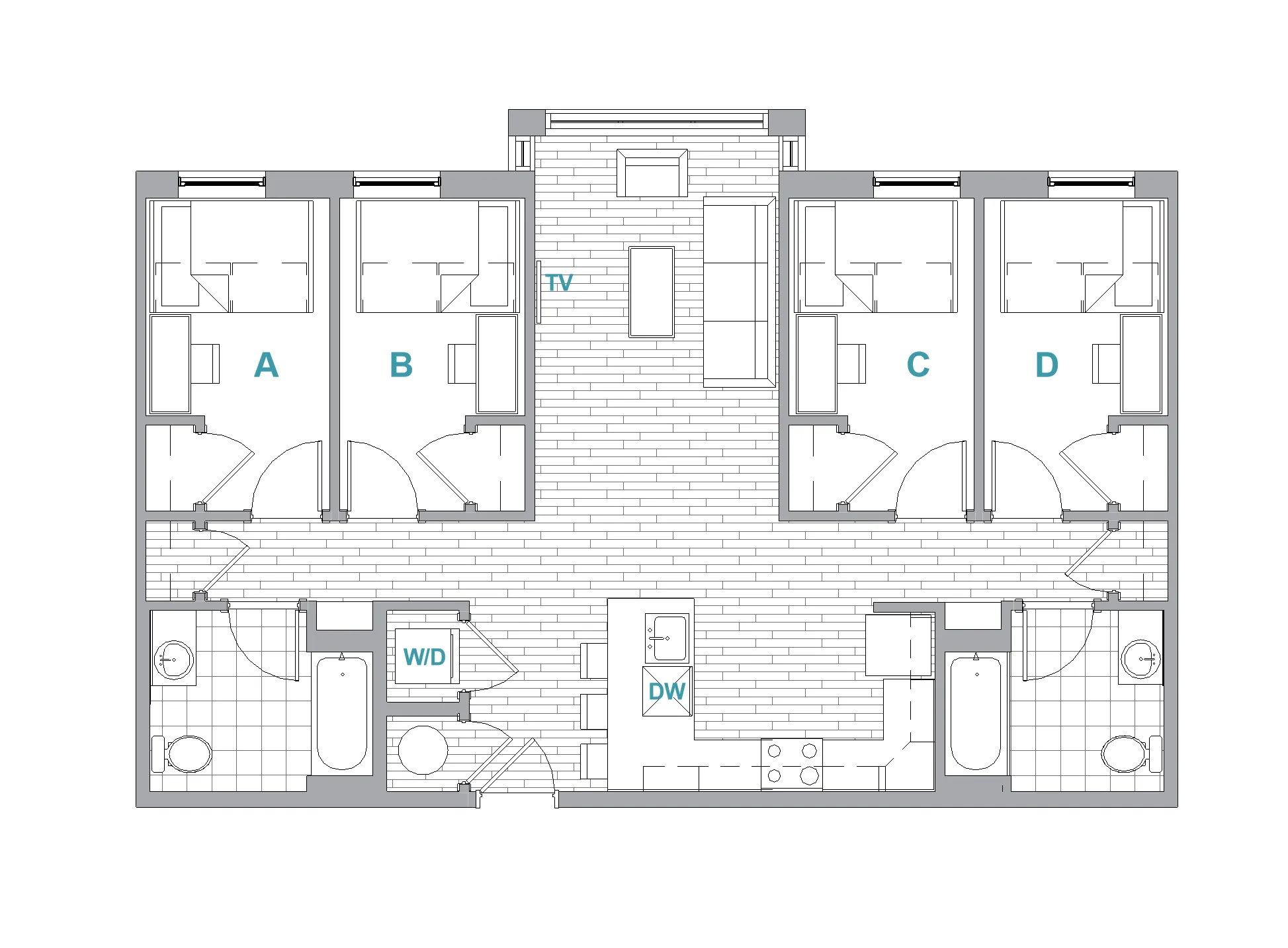 4BR/2BA Terrace floorplan