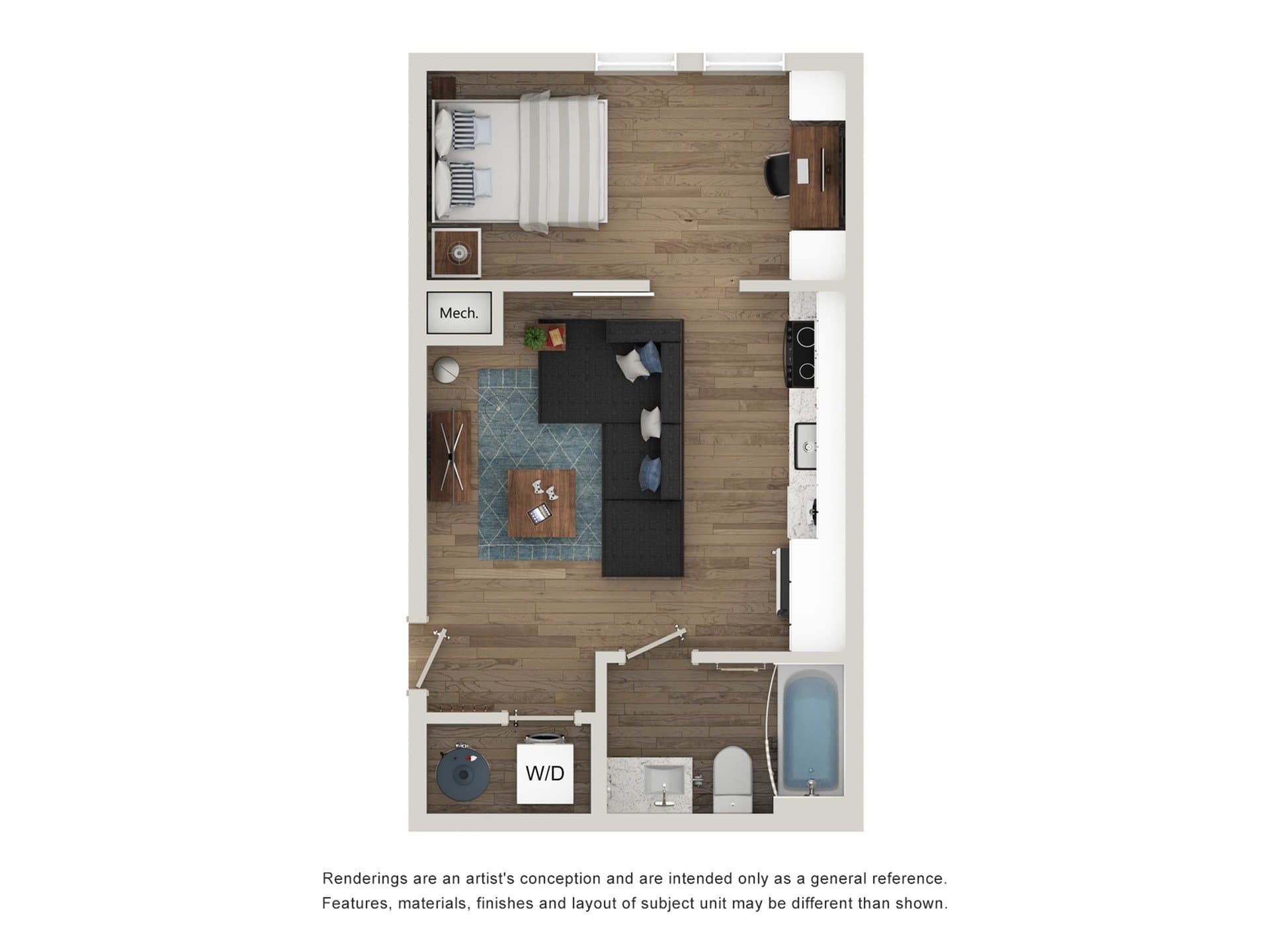 1 Bedroom - Aurora floorplan