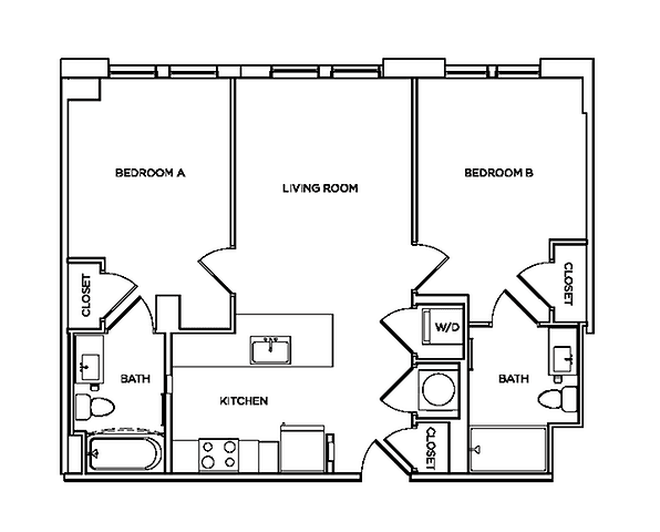 Bradford 1 - 2x2 floorplan