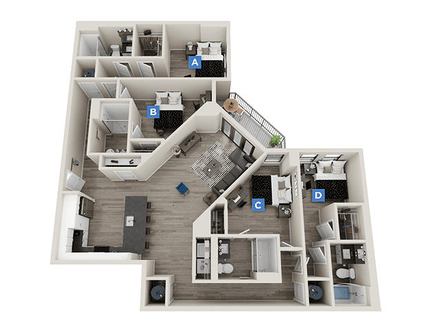 Dover 2 - 4x4 floorplan