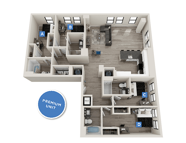 Downing 1 - 4x4 floorplan