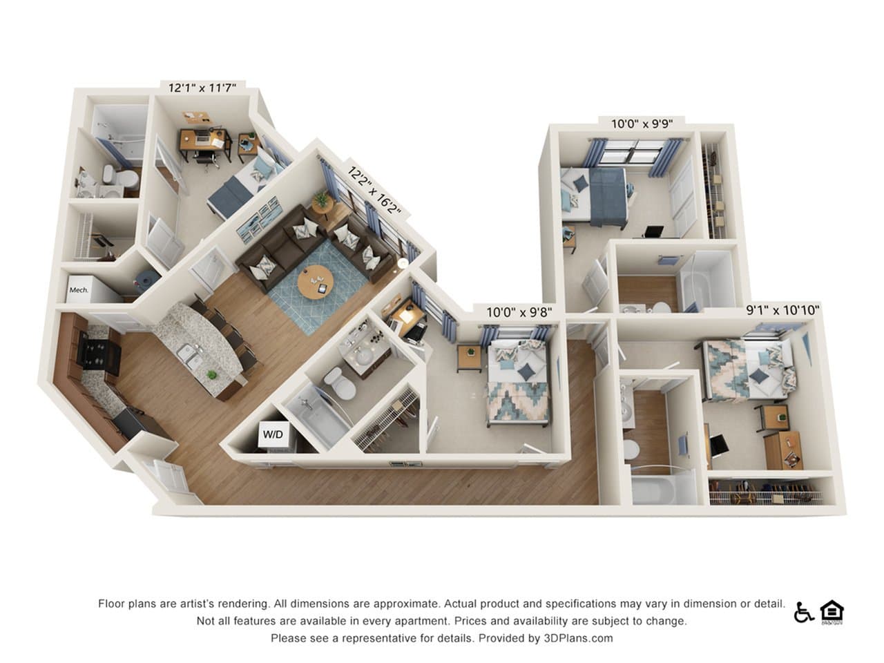 4 Bedroom - 4 Bath (4F) floorplan