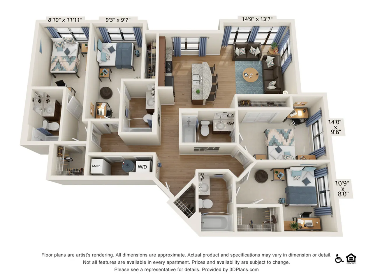 4 Bedroom - 4 Bath (4C) floorplan