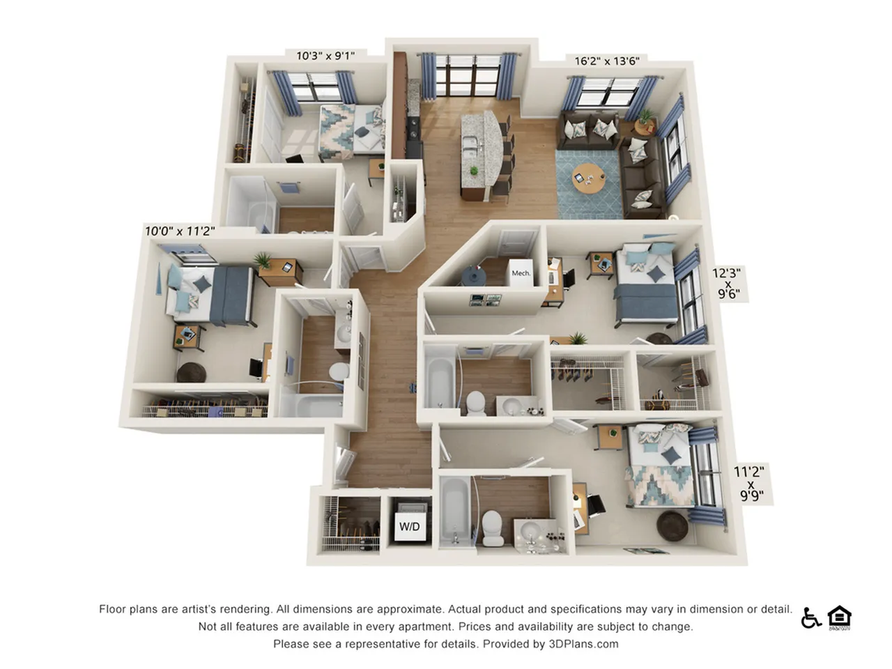 4 Bedroom - 4 Bath (4B) floorplan