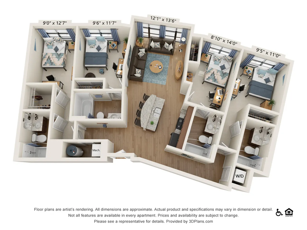 4 Bedroom - 4 Bath (4A) floorplan