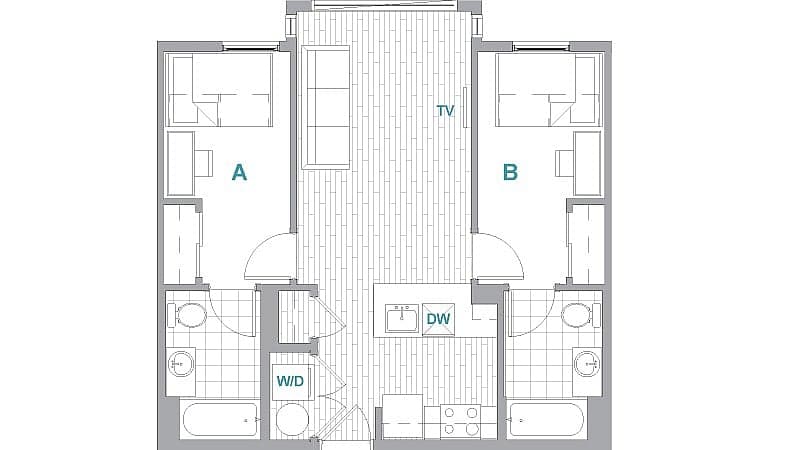 2BR/2BA Terrace floorplan